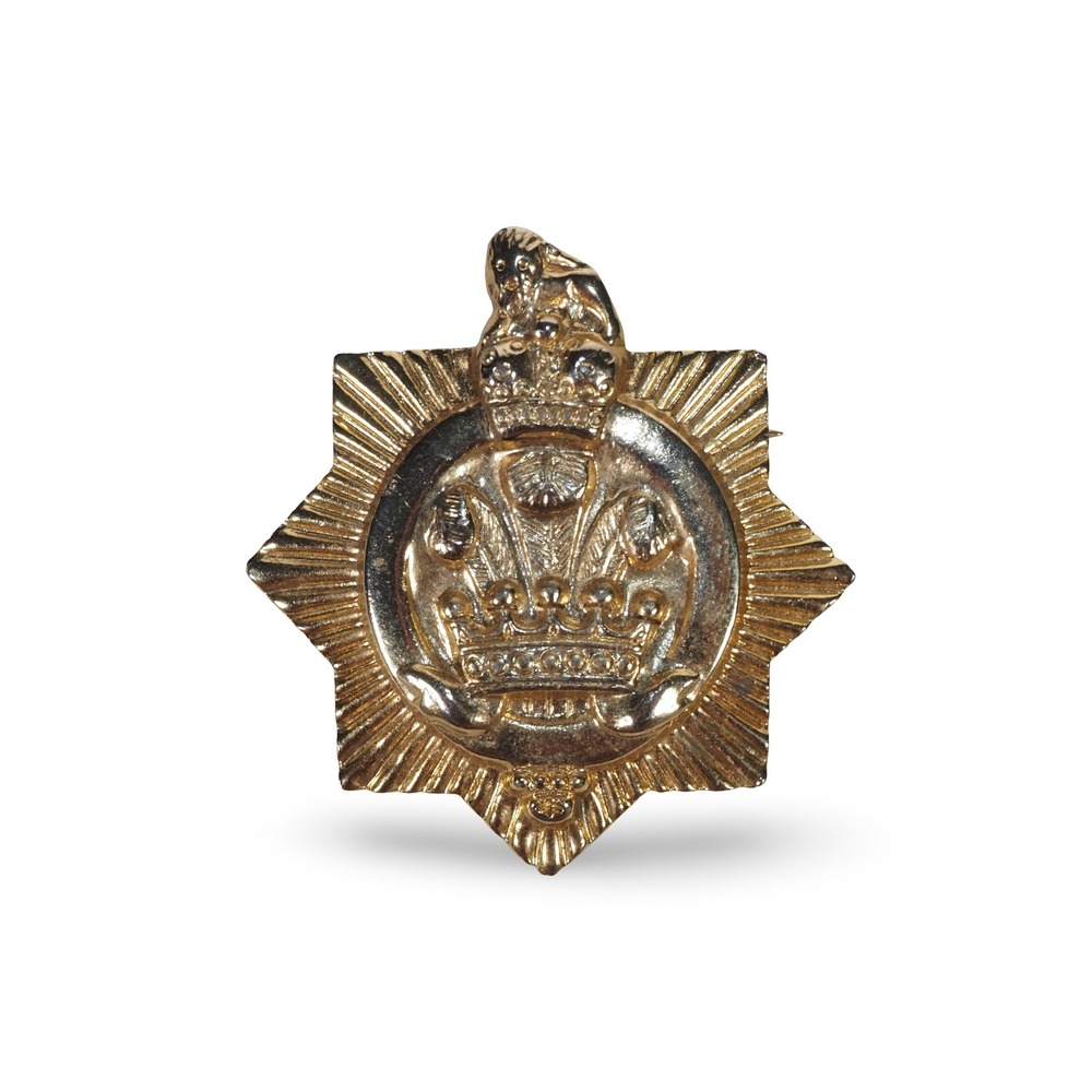 Vintage British Royal Crown Lion Brooch Gold Tone Heraldic Star Badge Pin